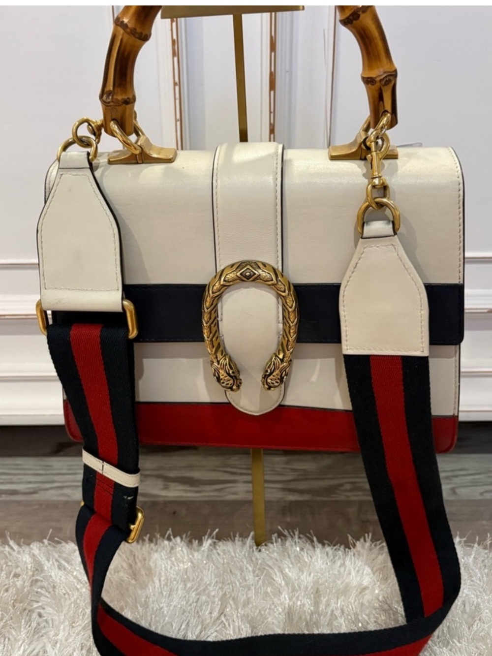 Gucci Dionysus Bamboo Top Handle Bag Tricolor Leather